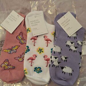 Ladies No-Show Novelty Socks - Set of 3 Pair